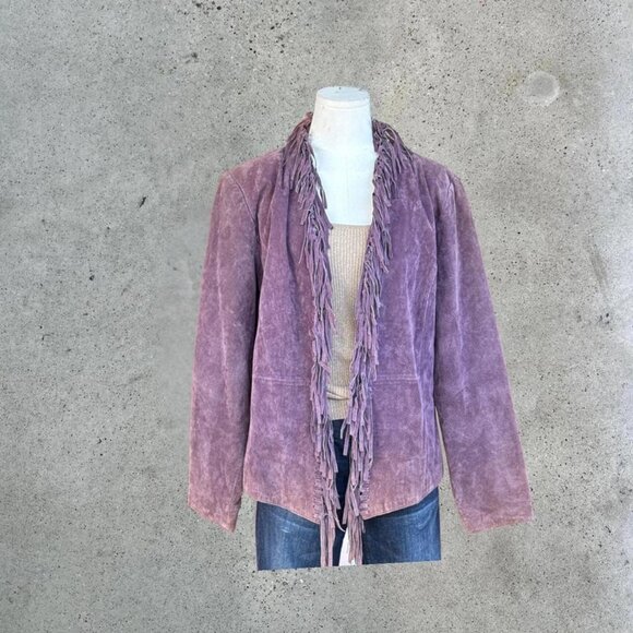 vintage suede purple fringe jacket - Picture 1 of 7